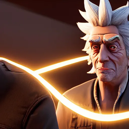 Prompt: rick sanchez created in unreal engine 5 meta humans, 4k, high detail, high-resolution photograph, professional photography, ultra-detail