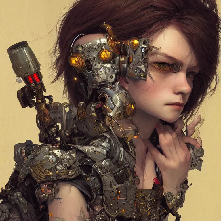 Image similar to portrait of beautiful young goblin, cyberpunk, Warhammer, highly detailed, artstation, illustration, art by Gustav Klimt and Range Murata and Ilya Kuvshinov and Sakimichan