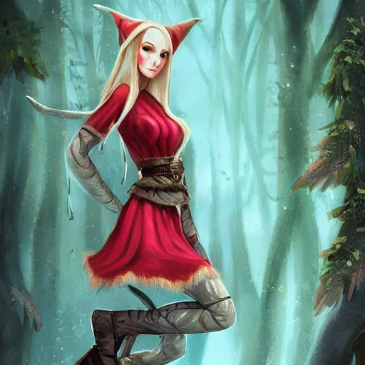 Image similar to female elf in the wood, digital art, trending on artstation