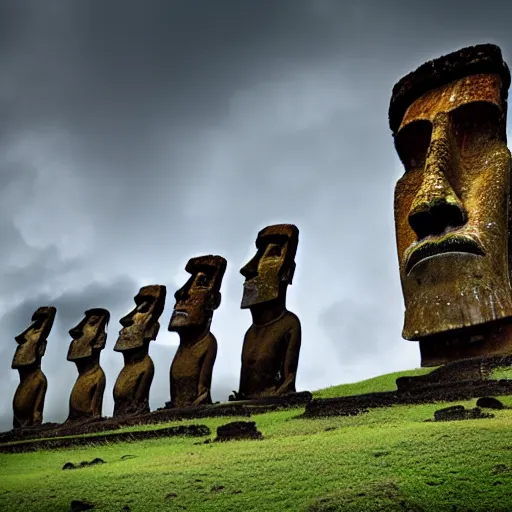 Prompt: a Moai in Easter island, award winning photography