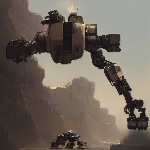 Prompt: Robotic mecha with the head of eve wall-e, Illustration, By Greg Rutkowski,concept art