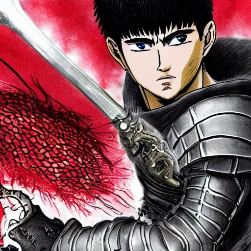 Prompt: cool image of Guts from berserk