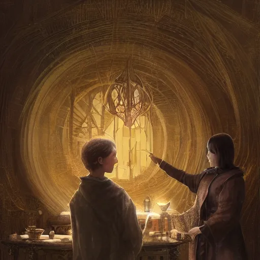 Image similar to Frank Dillane with a crystal ball conducting a seance, intricate, digital painting, old english, victorian, sepia, whimsical background by marc simonetti, artwork by liam wong