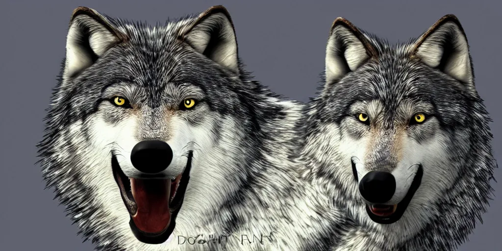 Prompt: a wolf merged with a! crow,! photorealistic, white background