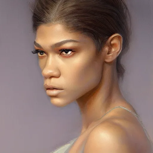 Image similar to zendaya, closeup portrait art by donato giancola and greg rutkowski, realistic face, digital art, trending on artstation, symmetry!!