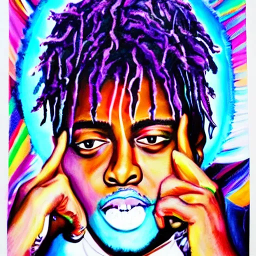 Prompt: juice wrld in heaven painting