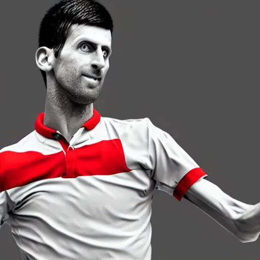 Prompt: novak djokovic as grubhub character, octane render, realistic texture, depth of field, rolleiplex tlr