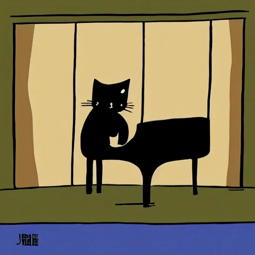 Image similar to cute cartoon cat playing the piano by jean jullien