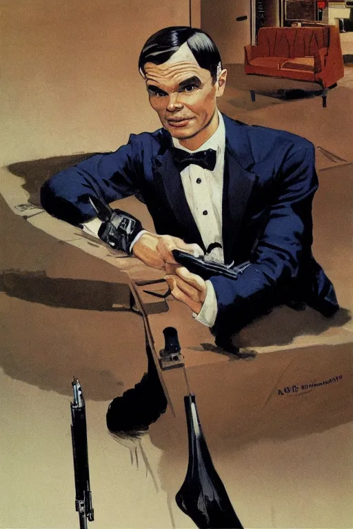 Image similar to portrait of alan turing as james bond, by robert mcginnis