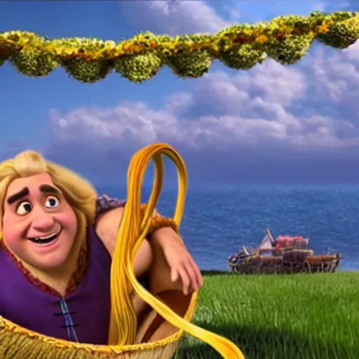 Prompt: still frame of danny devito from disney's tangled