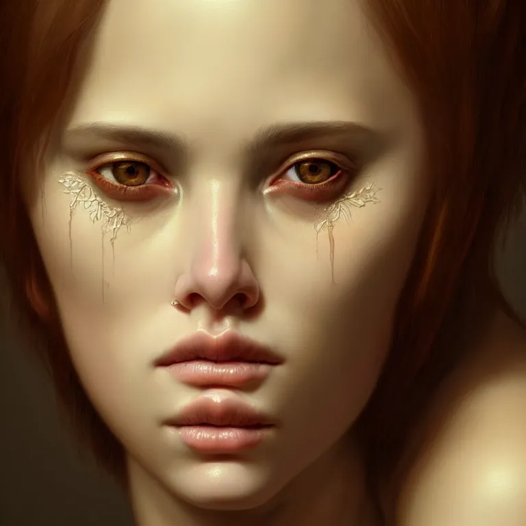 Image similar to epic professional symmetrical digital art of sweet realistic eyes, clear skin, accent lighting, painted, intricate, detailed, cheery, fun, effervescent, by roberto ferri, epic, stunning, gorgeous, much wow, much detail, cinematic, masterpiece, unreal engine render