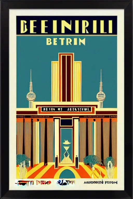 Image similar to art deco travel poster. berlin, framed poster