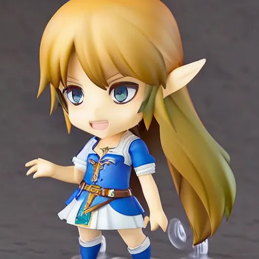 Image similar to beautiful water color concept art of face detailing cute girl in the style of nendoroid and Toon Zelda , anime style, close-up