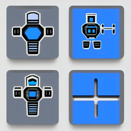 Image similar to a vectorized, 3 d, blue - grey gear, robot icon