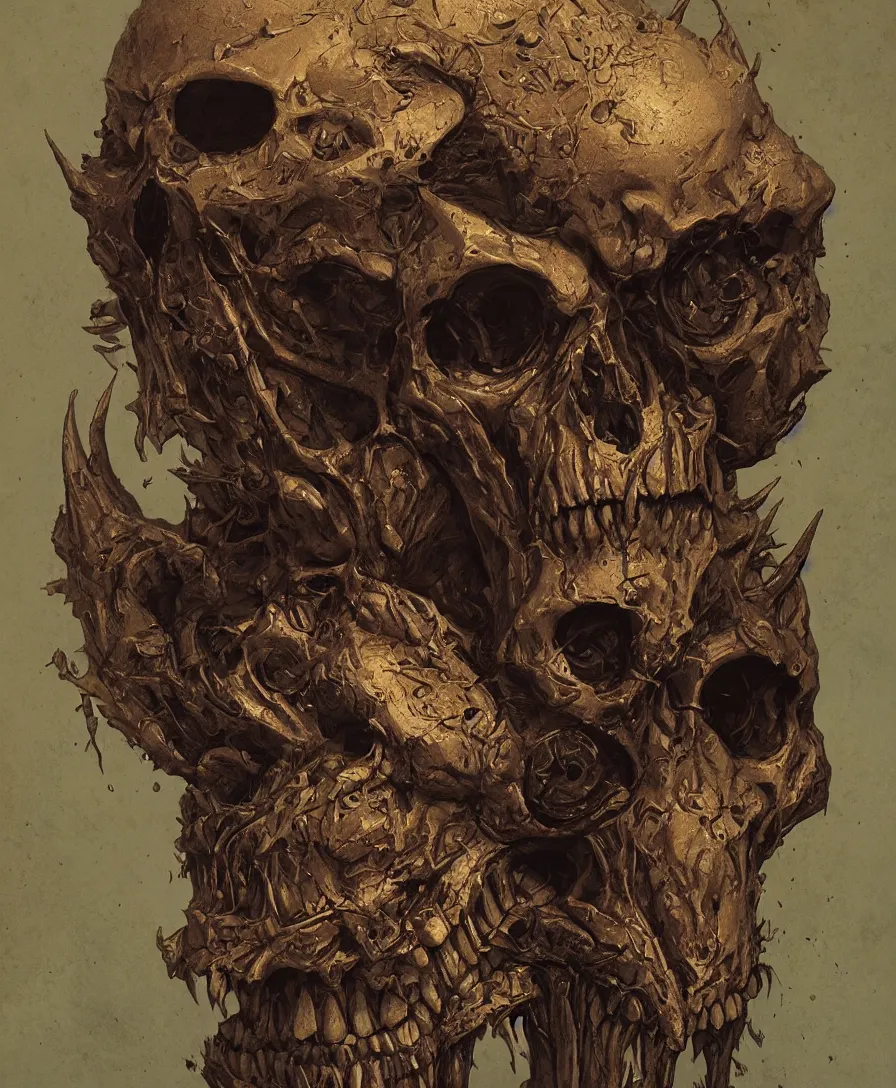 Prompt: bust portrait close up skull devil, illustrated by Simon Stålenhag and Gaston Bussiere, intricate, ultra detailed, photorealistic, trending on artstation