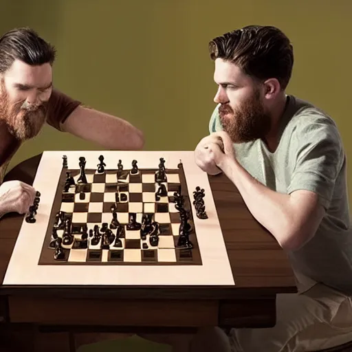 Image similar to Homelander from the boys playing chess