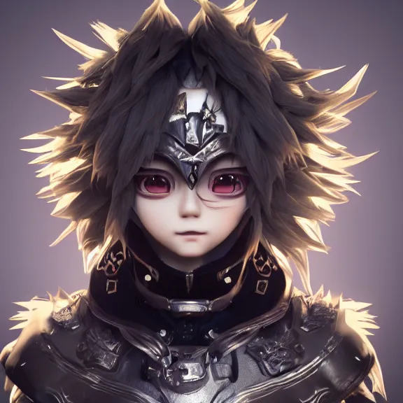 Prompt: 3D render of a cute anime boy wearing a detailed mask, fantasy artwork, fluffy hair, mid-shot, award winning, hyper detailed, very very very beautiful, studio lighting, artstation, unreal engine, unreal 5, 4k, octane renderer