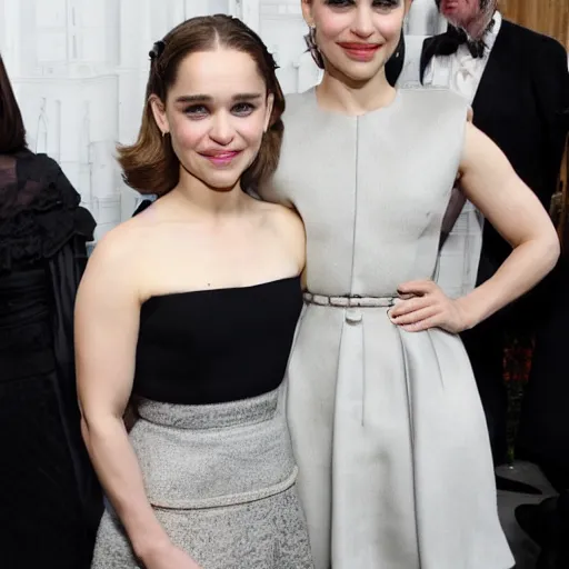 Image similar to Emilia Clarke and Natalie Portman posing for a picture