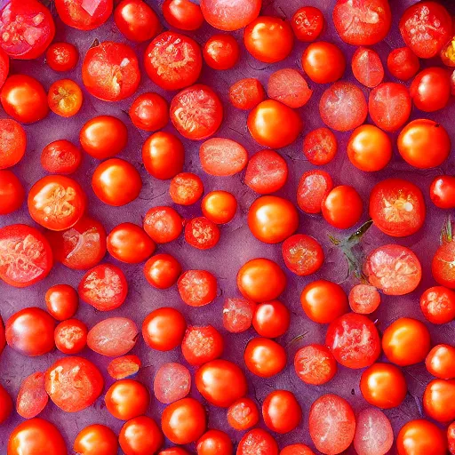 Image similar to photo of [ crystalized ] [ tomato ] taken with canon eos - 1 d x mark iii, bokeh, sunlight, studio 4 k