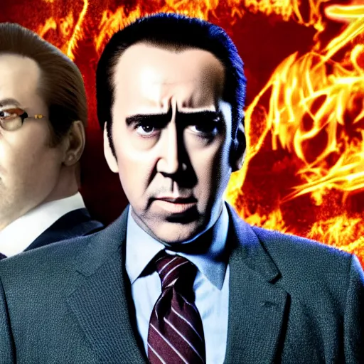 Prompt: nic cage as phoenix wright, ave attorney, movie still, hd digital photography