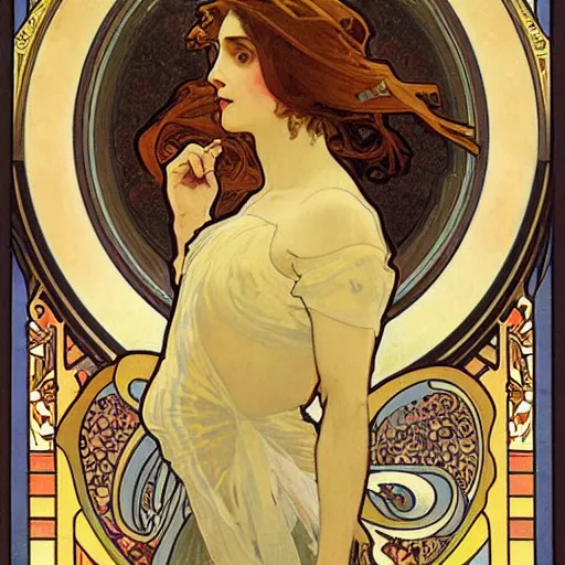 Image similar to masterpiece by Alphonse Mucha