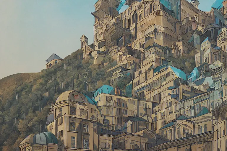 Prompt: tbilisi | | organic painting by jakub gazmercik, max masnyy, jakub gazmercik, beeple, patrick faulwetter, and mc escher, surrealism, trending on artstation