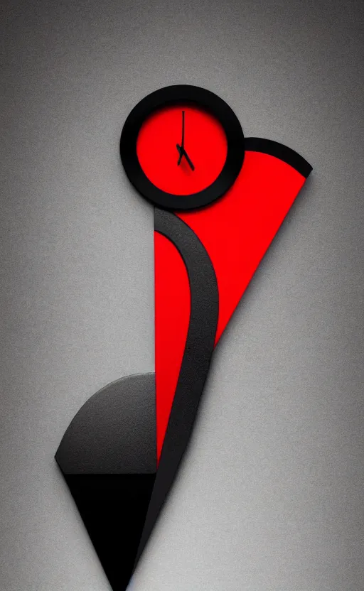 Image similar to a melting Roman numeral clock, behind a red and black gradient background, awith a black heart shaped on the top left corner and a black diamond card shape in the bottom right corner, dynamic lighting, photorealistic fantasy concept art, trending on art station, stunning visuals, cinematic, creative, ultra detailed