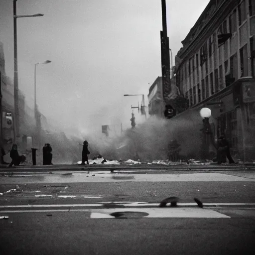 Prompt: after a riot, leica m 9, voigtlander 3 5 mm, depth of field, 1 9 3 0 s