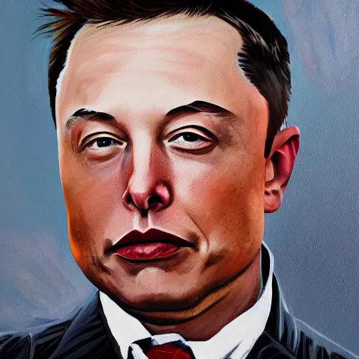 Image similar to painting of Head shaved Elon musk
