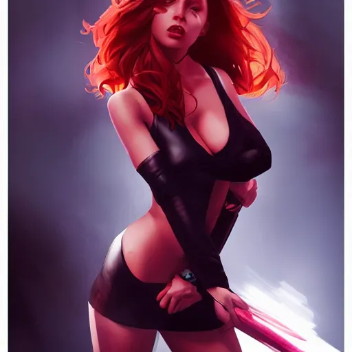 Image similar to mara jade by artgerm and wlop, great composition, chiaroscuro lighting