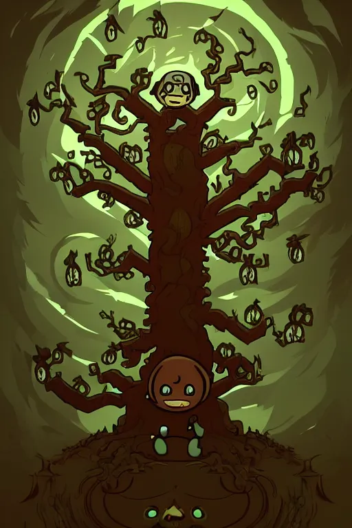 Prompt: a tree, in the style of the binding of isaac, intricate, elegant, highly detailed, smooth, sharp focus, artstation