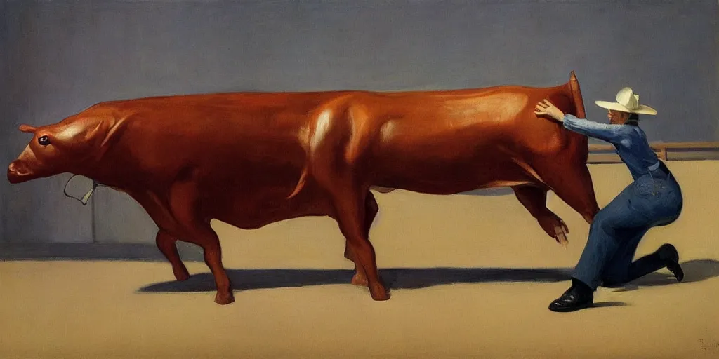 Image similar to “a mechanical bull by Edward Hopper”
