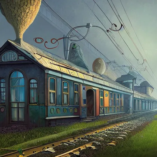 Image similar to Train station, artwork by Gediminas Pranckevicius,