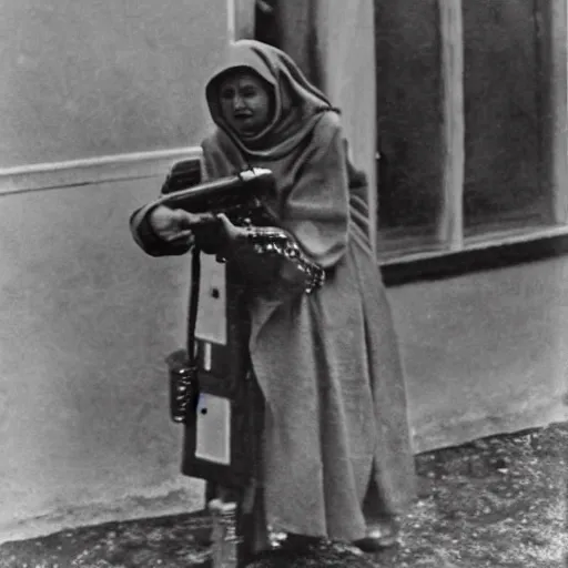 Image similar to babushka with machine gun