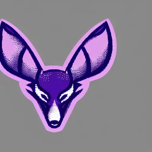 Image similar to a sports logo depicting a purple fox, on a white background, based on milwaukee bucks logo, simplistic,