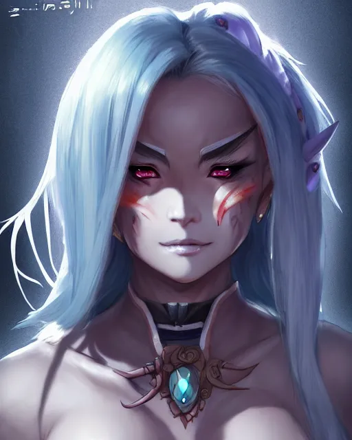 Image similar to character concept art of ssunbiki as a beautiful anime orc woman | | cute - fine - face, pretty face, realistic shaded perfect face, fine details by antilous chao, stanley artgerm lau, wlop, rossdraws, james jean, andrei riabovitchev, and sakimichan, tranding on artstation