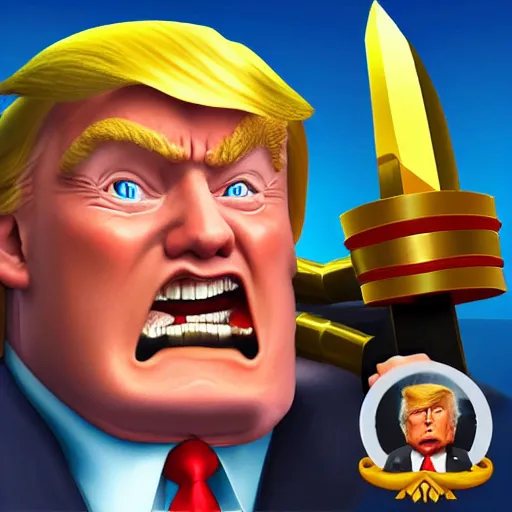 Prompt: president trump as a barbarian, in the style of clash of clans, highly detailed