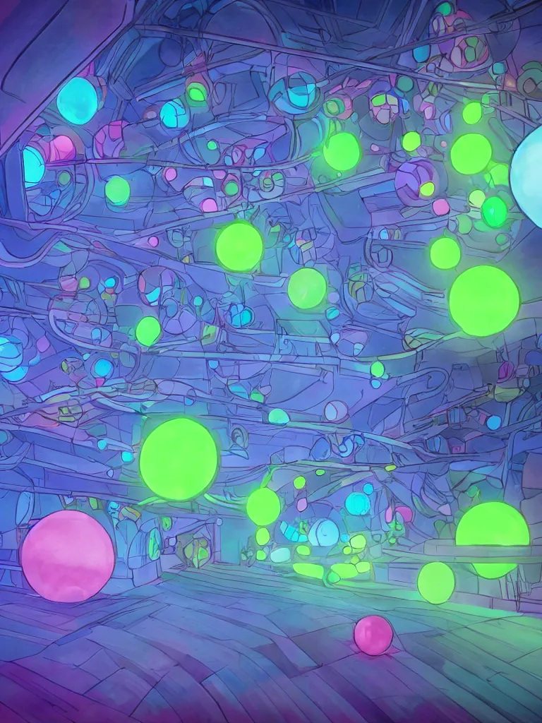 Image similar to neon translucent orbs disney concept artists, blunt borders, rule of thirds