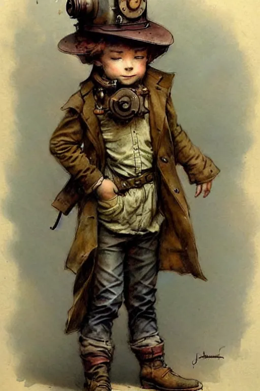 Prompt: (((((1950s steampunk adventurer boy inventer . muted colors.))))) by Jean-Baptiste Monge !!!!!!!!!!!!!!!!!!!!!!!!!!!