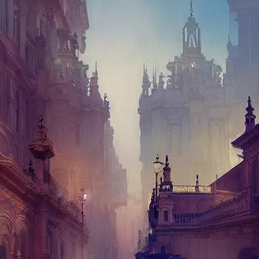 Image similar to sevilla city of spain, reflexions, verry high details by william turner art, greg rutkowski and alphonse mucha, trending on artstation, very very detailed, masterpiece,