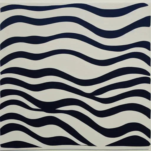 Prompt: river shapes water shapes curves bridget riley museum of modern art new york