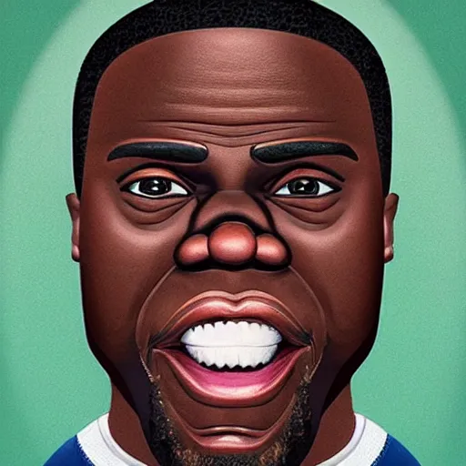 Image similar to ultra realistic kevin hart face portrait in the style of grant wood