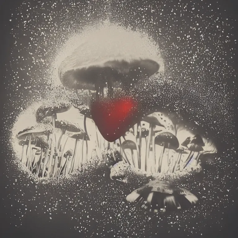 Image similar to double exposure of dally life, symbols of live, explosion, love is the most relevant theme, love is infinity, love is begin of all, 8 k resolution, artistic mode, artistic, trending on instagram, long exposure, love art, serious, fantasy and dreams vibes, mushrooms style and macro style