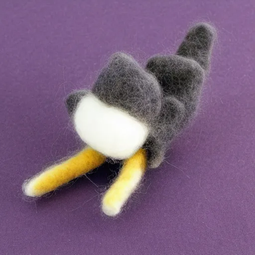 Image similar to photo of an intricately detailed representation of a accurate cat-bat made out of needle felt.