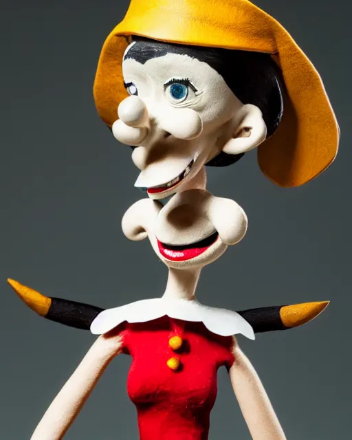 Image similar to an papier - mache olive oyl by tim burton, realistic, very detailed, complex, intricate, studio lighting, bokeh, sigma 5 0 mm f 1. 4