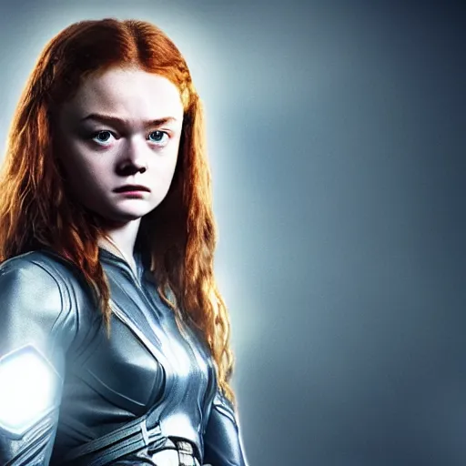 Image similar to stunning awe inspiring Sadie Sink as Rogue 8k hdr X-Men movie still amazing lighting