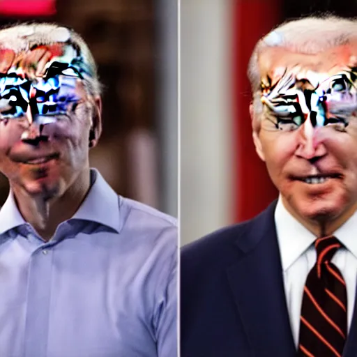 Image similar to Joe Biden magically turning his opponents into Chocolate Chocolate Chip Ice Cream