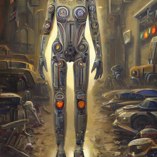 Prompt: detailed painting of a scifi bodysuit in a room full of old cmputers on the sidewalk, celestial ephemeral ornaments and greek symbols, artstation, norm rockwell, cinematic