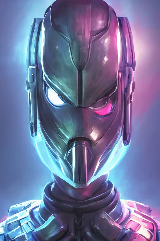 Image similar to epic mask helmet robot ninja portrait stylized as fornite style game design fanart by concept artist gervasio canda, behance hd by jesper ejsing, by rhads, makoto shinkai and lois van baarle, ilya kuvshinov, rossdraws global illumination radiating a glowing aura global illumination ray tracing hdr render in unreal engine 5