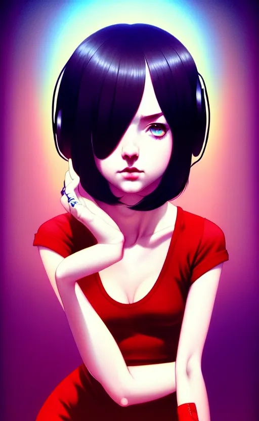 Image similar to a beautiful young british alternative music singer. optical illusion art by ilya kuvshinov lois van baarle ross tran range murata artgerm katsuhiro otomo norman rockwell. highly detailed intricately sharp focus mystically trending deviantart, pinterest, vogue italia, unreal engine 5, 4 k uhd image